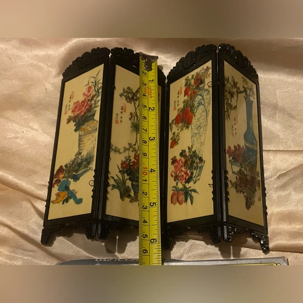 👑 Vintage Miniature Dollhouse Asian Folding Screen-Two Sided - Picture 9 of 9